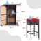 5 Pieces Patio Rattan Bar Table Stool Set Hidden Storage Shelf Cushioned